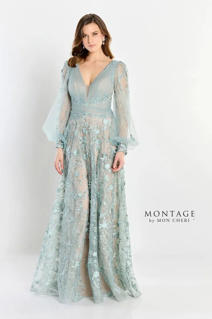 Exquisite A-line V-Neck Long Sleeve Mother of the Bride Dress #M2201