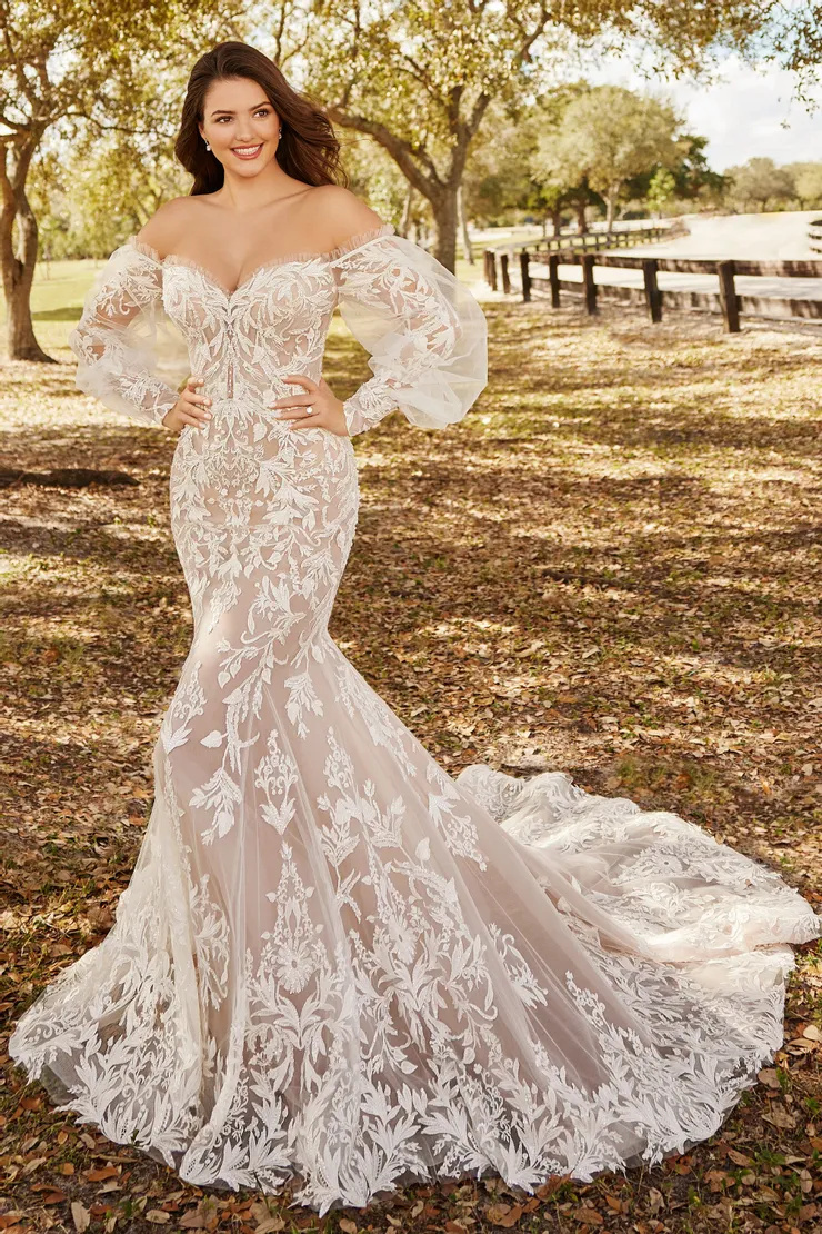 MARTIN THORNBURG MTL9103F Mermaid Sweetheart Long Sleeve Organza Wedding Dress