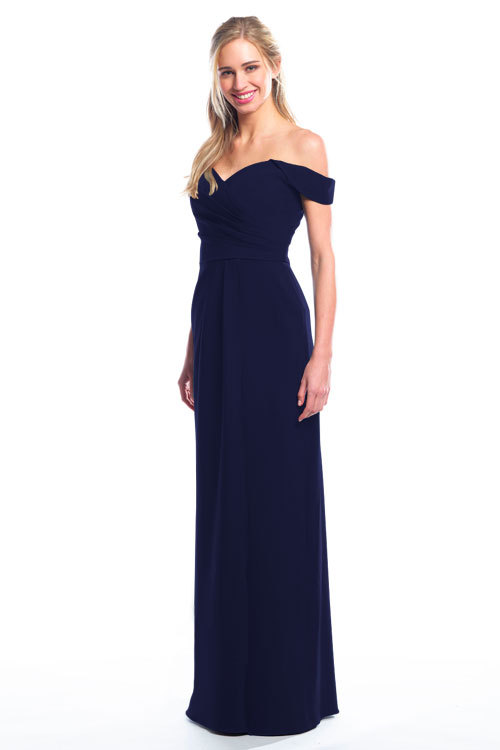 BARI JAY STYLE 2077 Off The Shoulder Bridesmaid Dress with pleated skirt