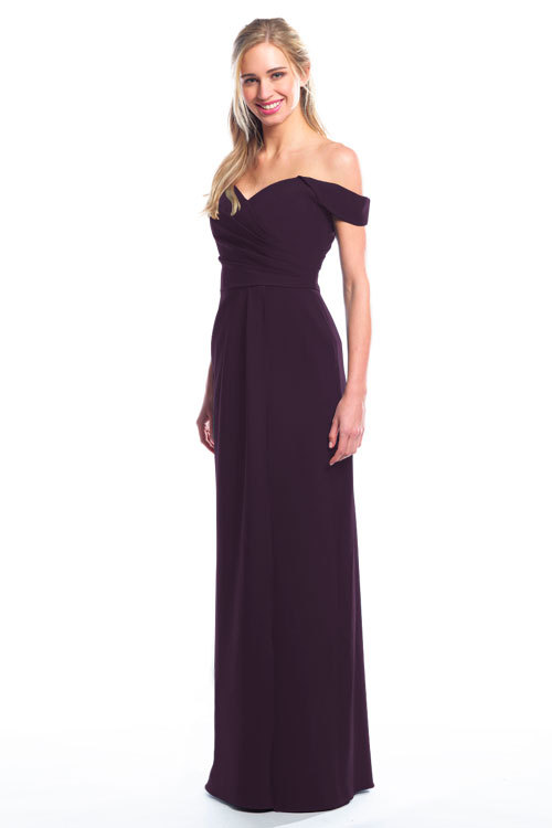 BARI JAY STYLE 2077 Off The Shoulder Bridesmaid Dress with pleated skirt
