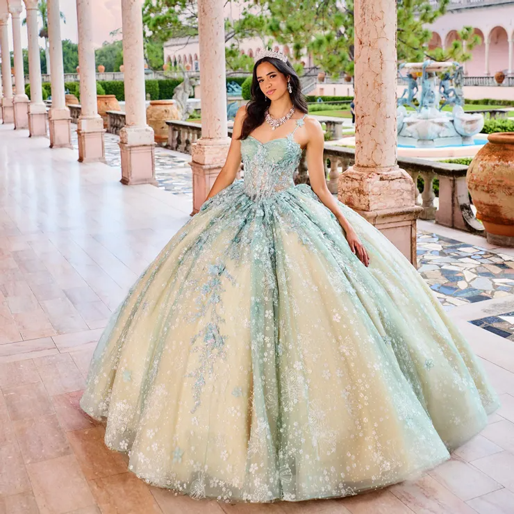 Exquisite Sweetheart Floral Appliques Cracked Ice Quinceanera Dress #PR30158