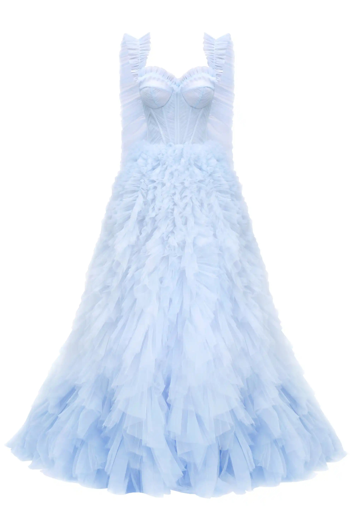 Light Blue All Ruffled Up Evening Fluffy Dress