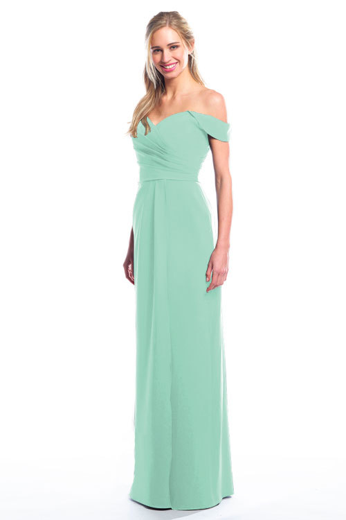 BARI JAY STYLE 2077 Off The Shoulder Bridesmaid Dress with pleated skirt