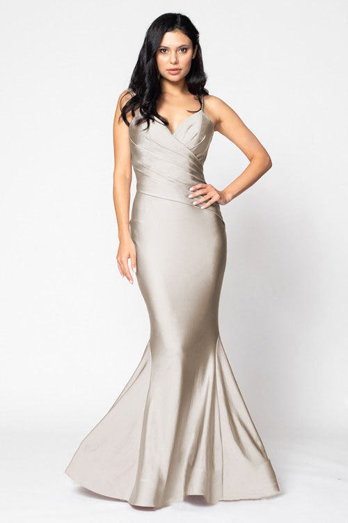 BARI JAY STYLE 2204 Mermaid V-Neck Lux Stretch Bridesmaid Dress