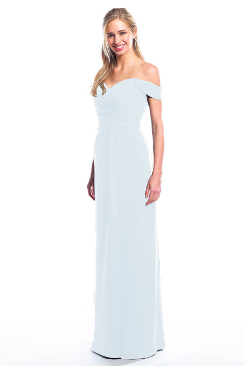 BARI JAY STYLE 2077 Off The Shoulder Bridesmaid Dress with pleated skirt