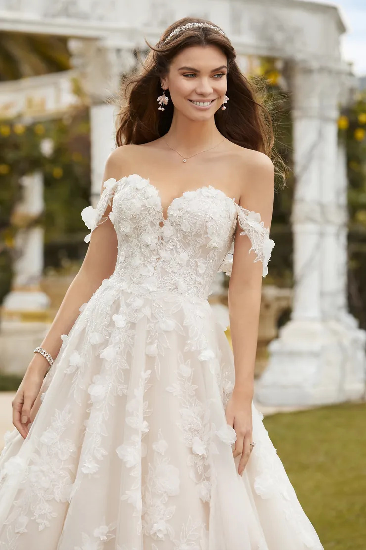 Opulent A-Line Wedding Dress With Floral Lace #ST1222