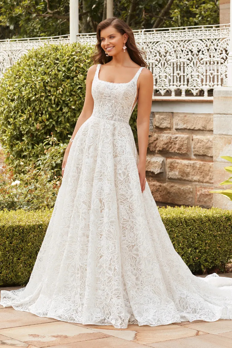 Modern A-Line Wedding Dress With Allover Lace #ST2222