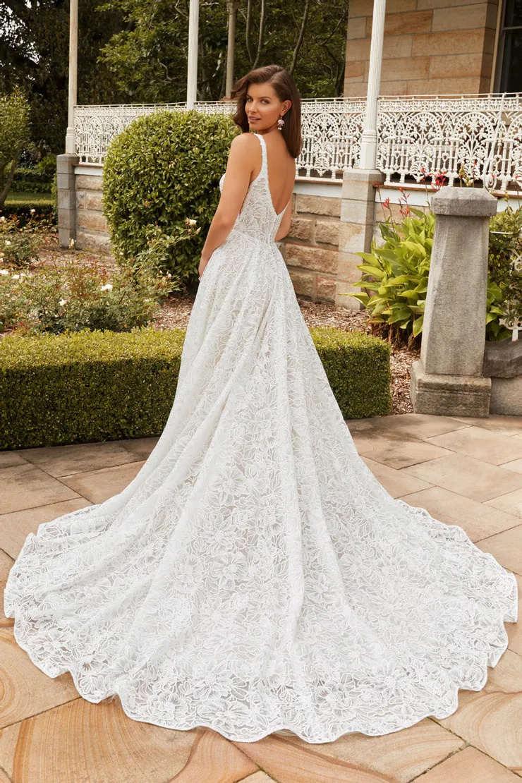 Modern A-Line Wedding Dress With Allover Lace #ST2222