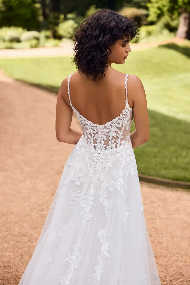 Fantastical A-Line Wedding Dress With Semi-Sheer Train # ST621