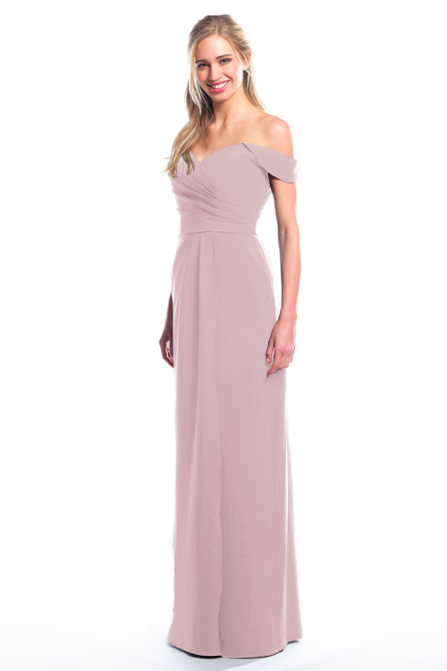 BARI JAY STYLE 2077 Off The Shoulder Bridesmaid Dress with pleated skirt