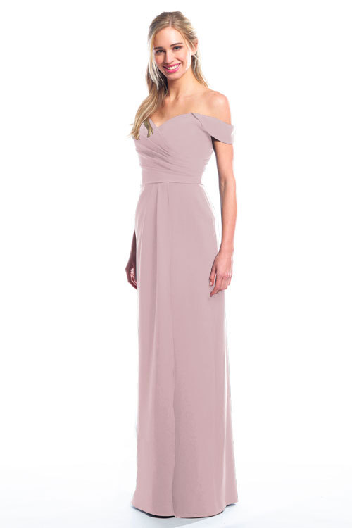 BARI JAY STYLE 2077 Off The Shoulder Bridesmaid Dress with pleated skirt