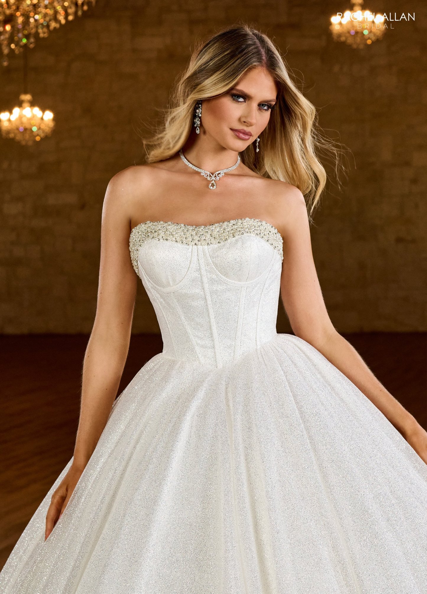 Ball Gown Strapless Sweetheart Glitter Tulle Beading Sequins Wedding Dress RB6149