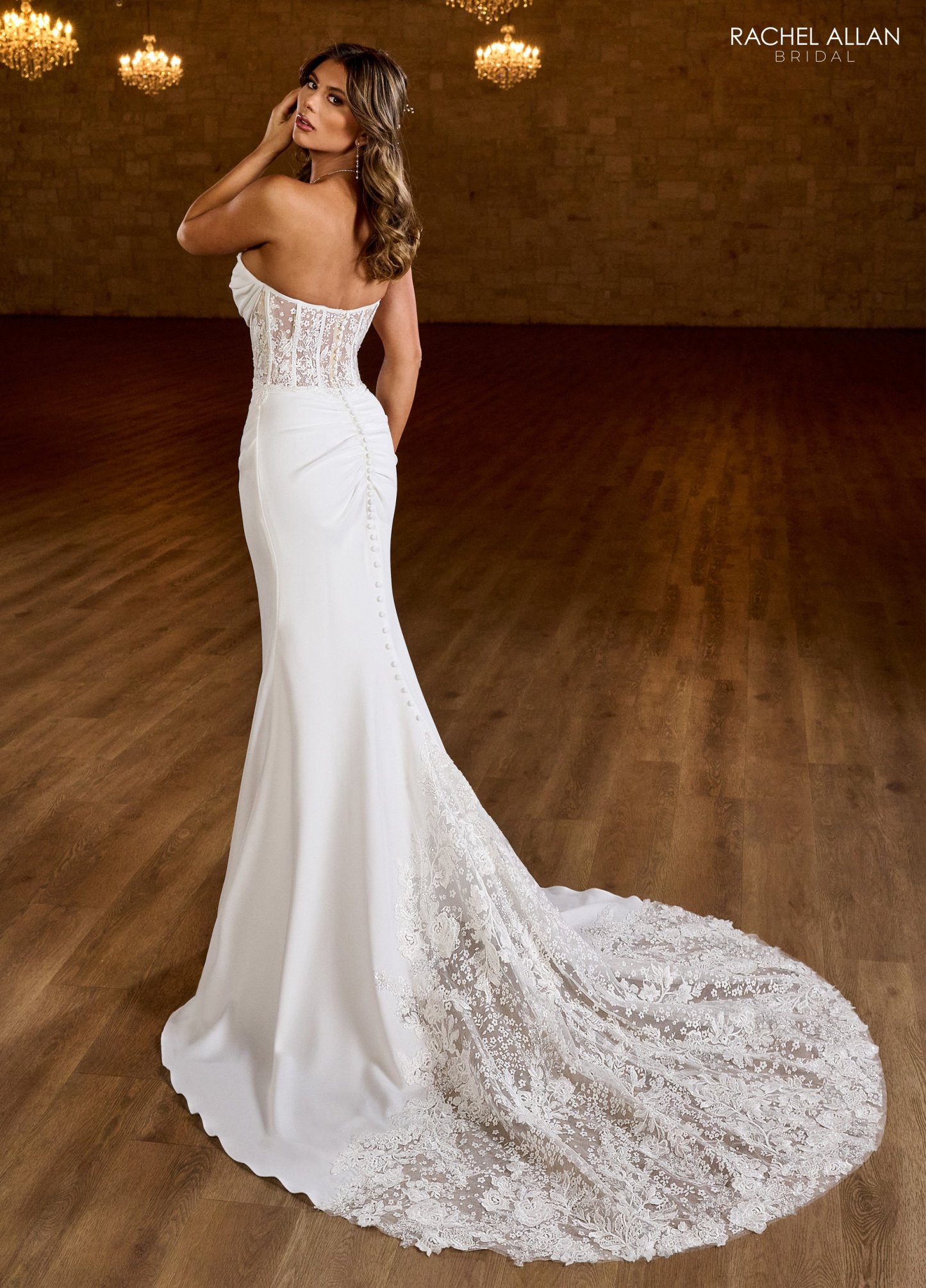 Elegance Strapless Straight Neckline Stretch Crepe Mermaid Wedding Dress RB2185