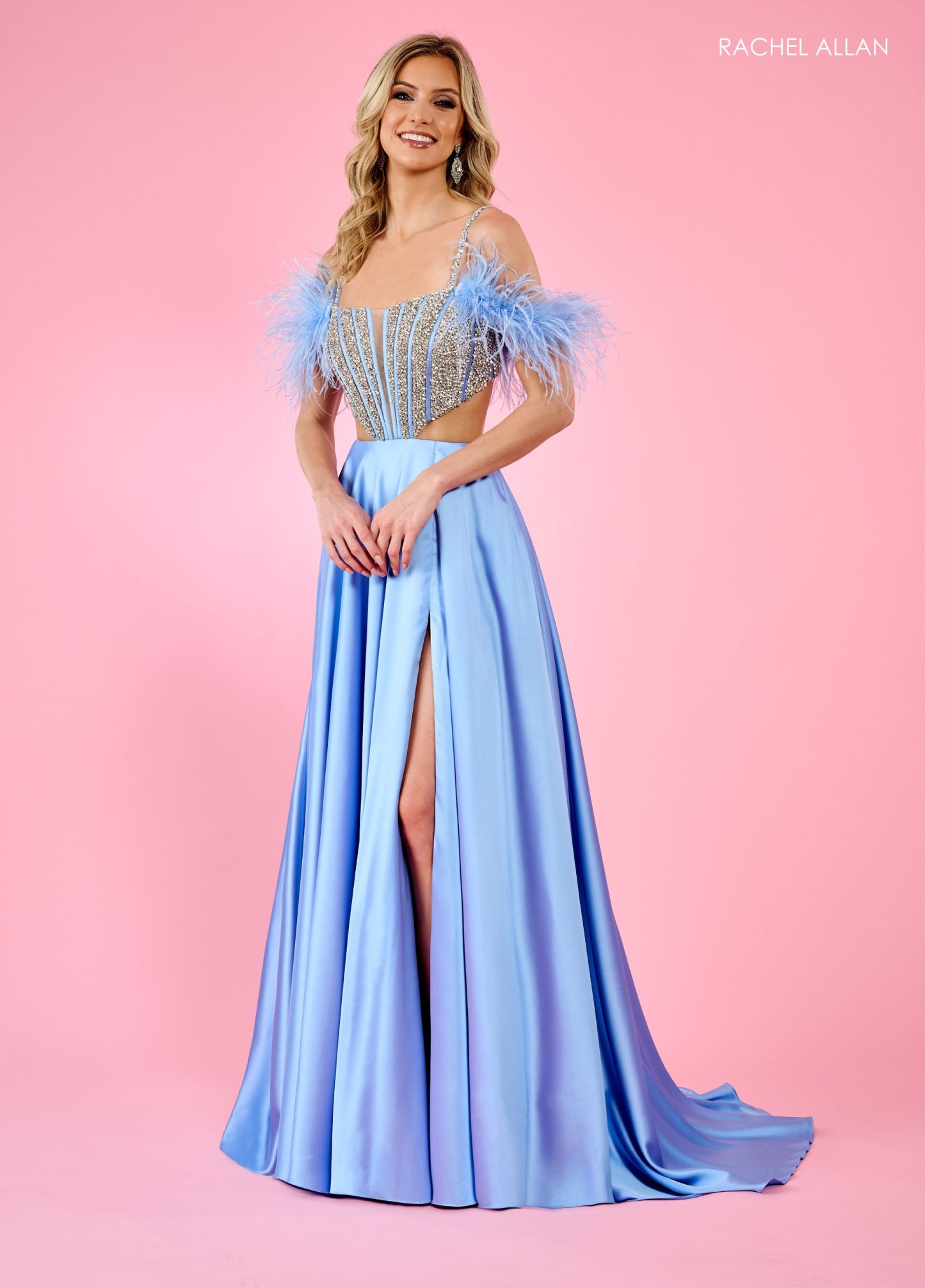 Captivating A-Line Off-The-Shoulder Feather Cutout Back Prom Dress 70519