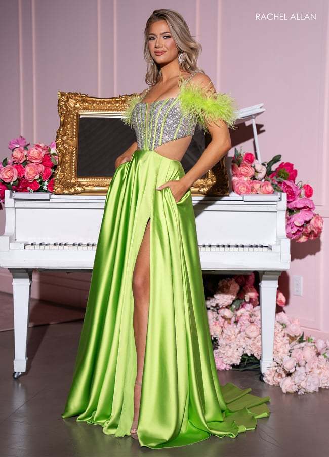Captivating A-Line Off-The-Shoulder Feather Cutout Back Prom Dress 70519