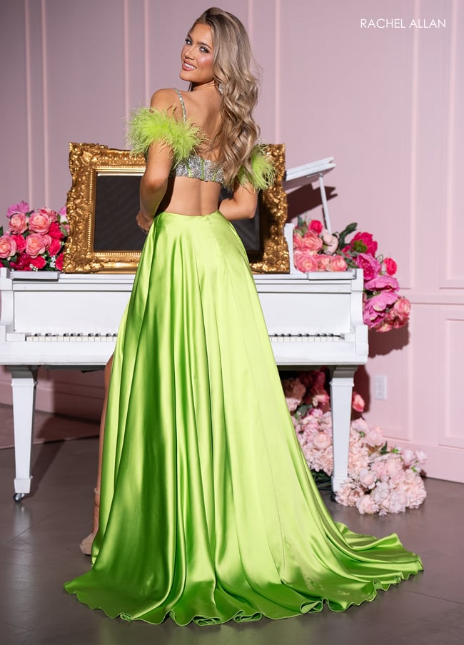 Captivating A-Line Off-The-Shoulder Feather Cutout Back Prom Dress 70519