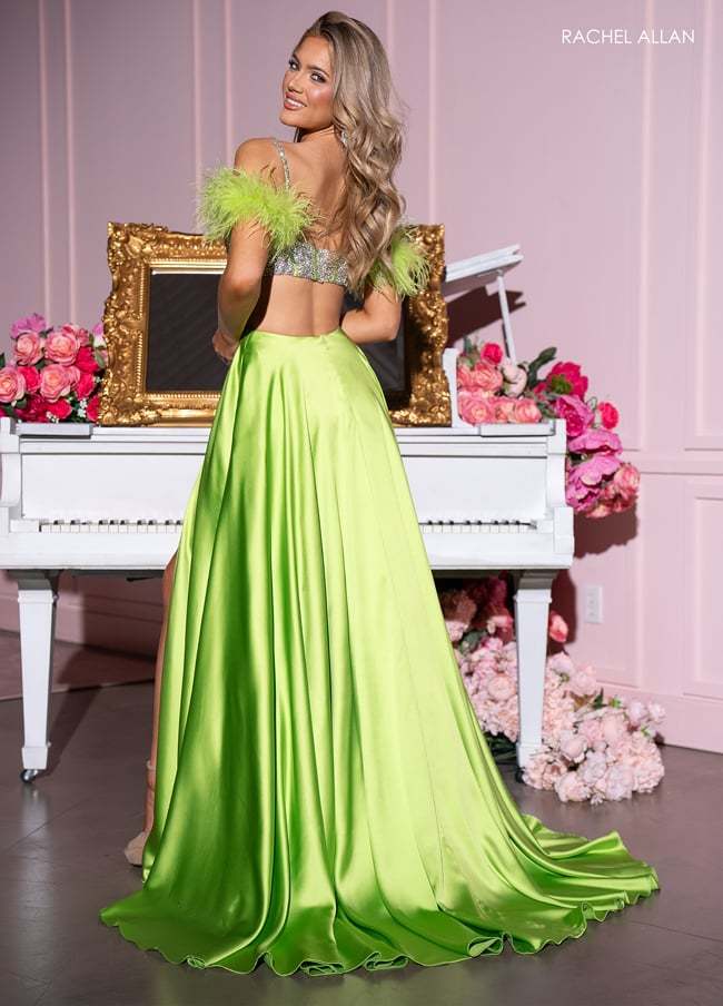 Captivating A-Line Off-The-Shoulder Feather Cutout Back Prom Dress 70519