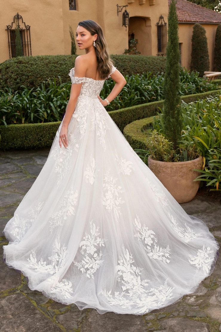 Off-Shoulder Lace Ball Gown Wedding Dress # Y3112