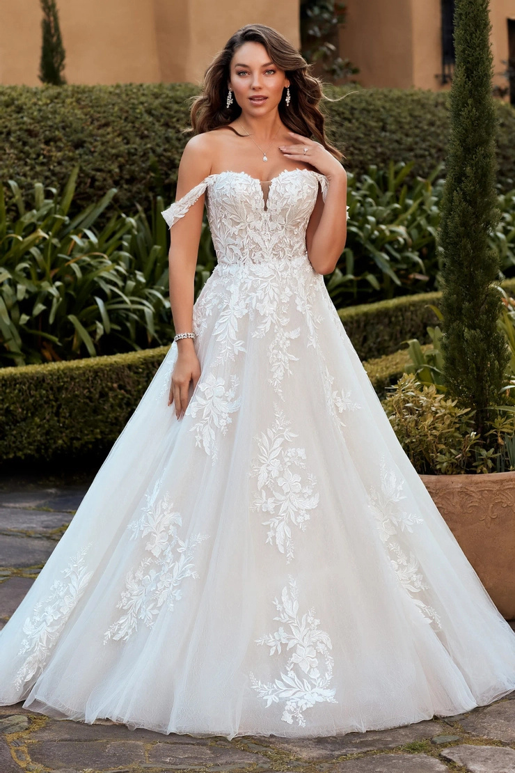 Off-Shoulder Lace Ball Gown Wedding Dress # Y3112