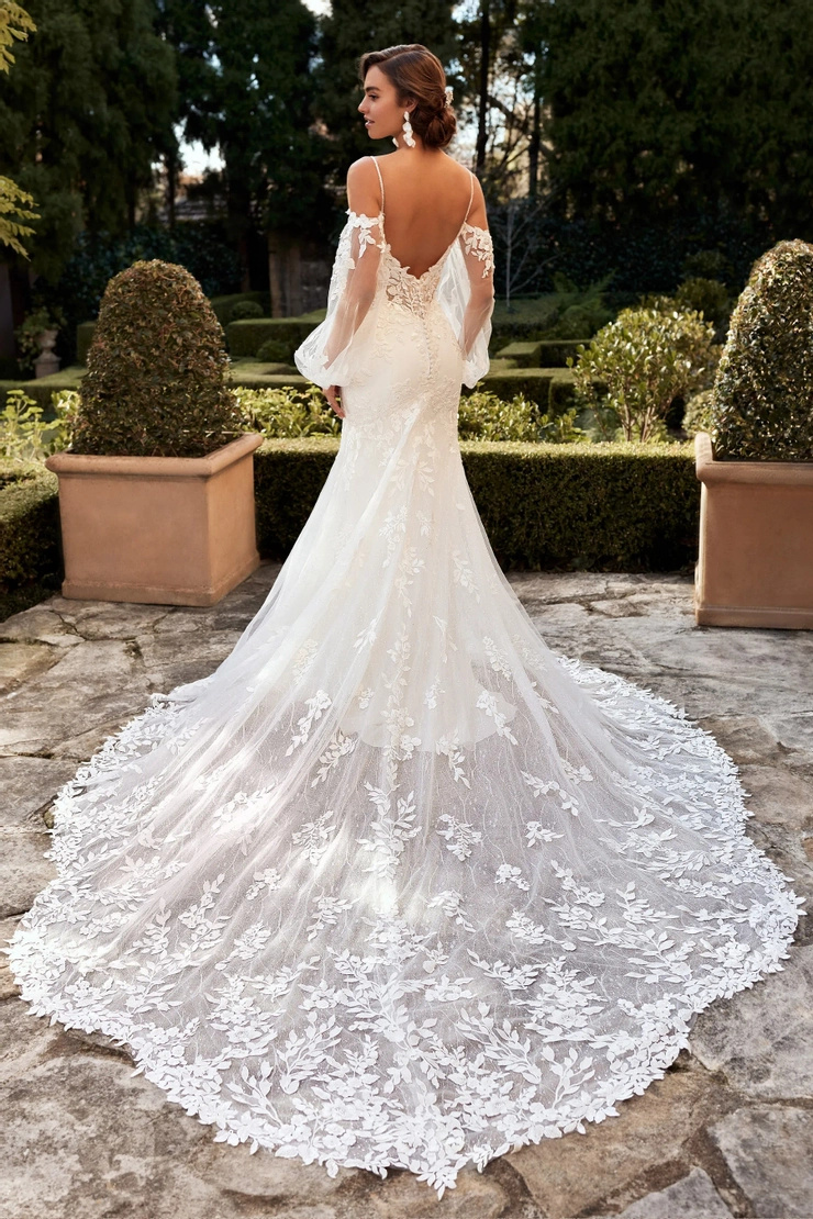 Bohemian Wedding Dress With Bishop Sleeves # Y3118