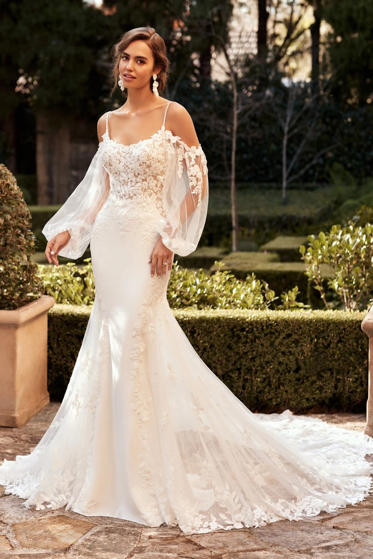 Bohemian Wedding Dress With Bishop Sleeves # Y3118