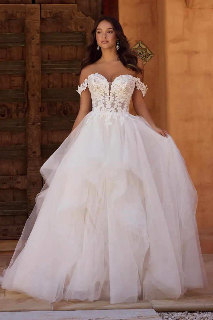 Modern Ball Gown With Magnificent Lace Bodice # Y3131