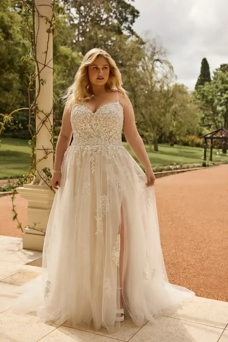 Enchanting Wedding Gown With Sexy Skirt Slit # Y3133