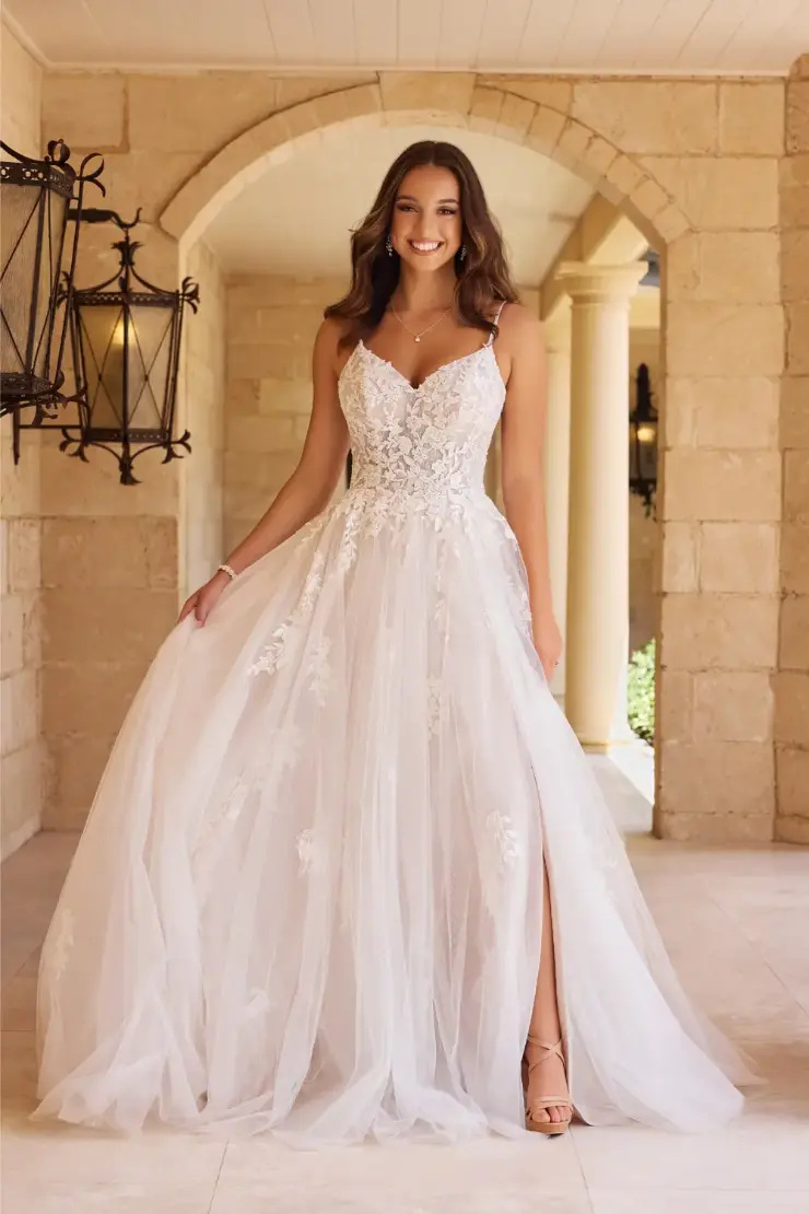 Enchanting Wedding Gown With Sexy Skirt Slit # Y3133