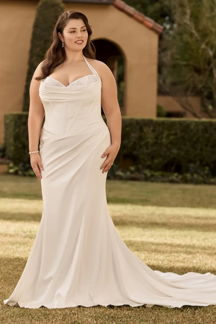 Extravagant Bridal Gown With Beaded Halterneck Straps