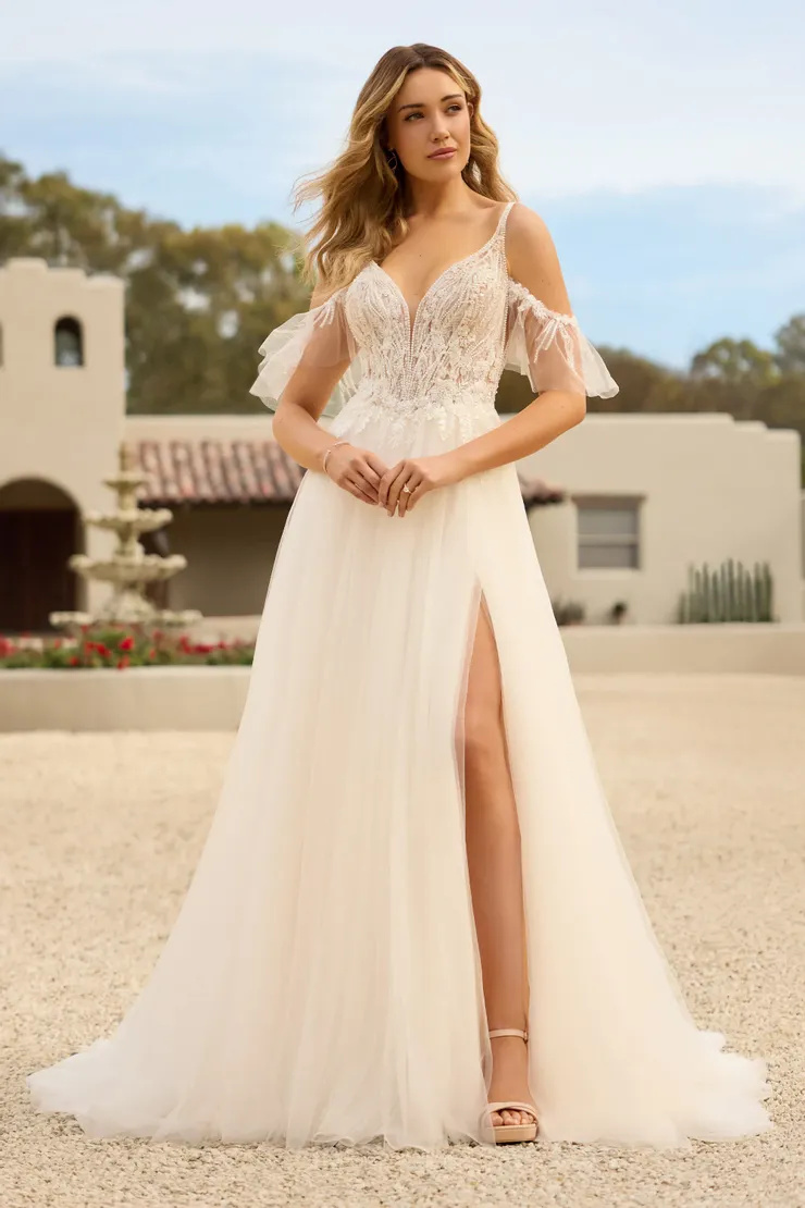 Mesmerizing Boho Wedding Dress With Flutter Sleeves # Y3155