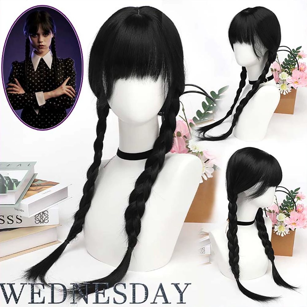  Wednesday The Addams Family Wednesday Addams Black Cosplay Wig