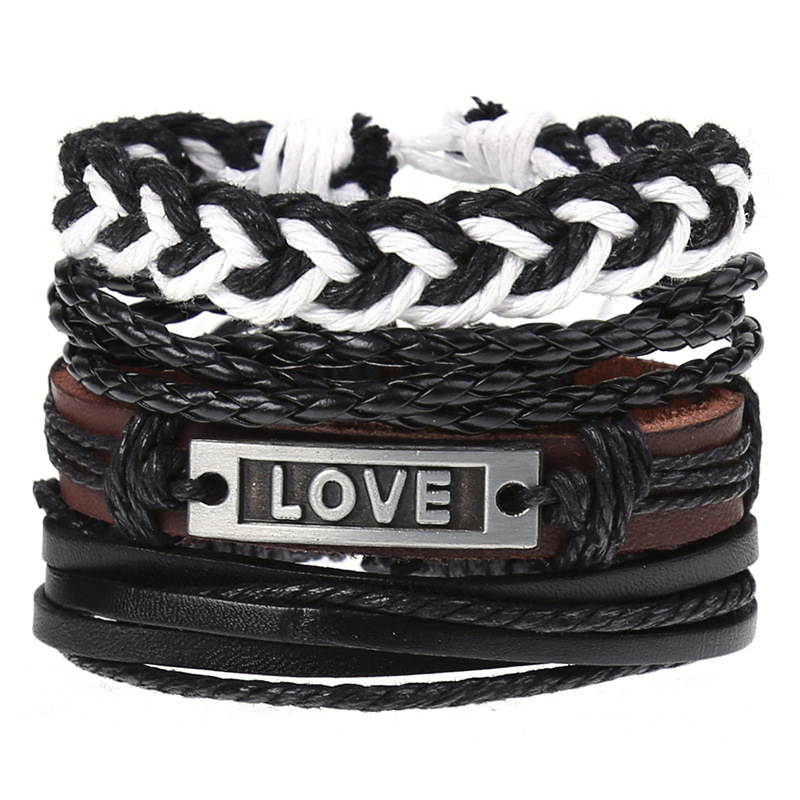 New Vintage Braided Combination Set Cowhide Hand Rope Popular Diy Leather Bracelet Prop-Cosplay Instrumentality Project