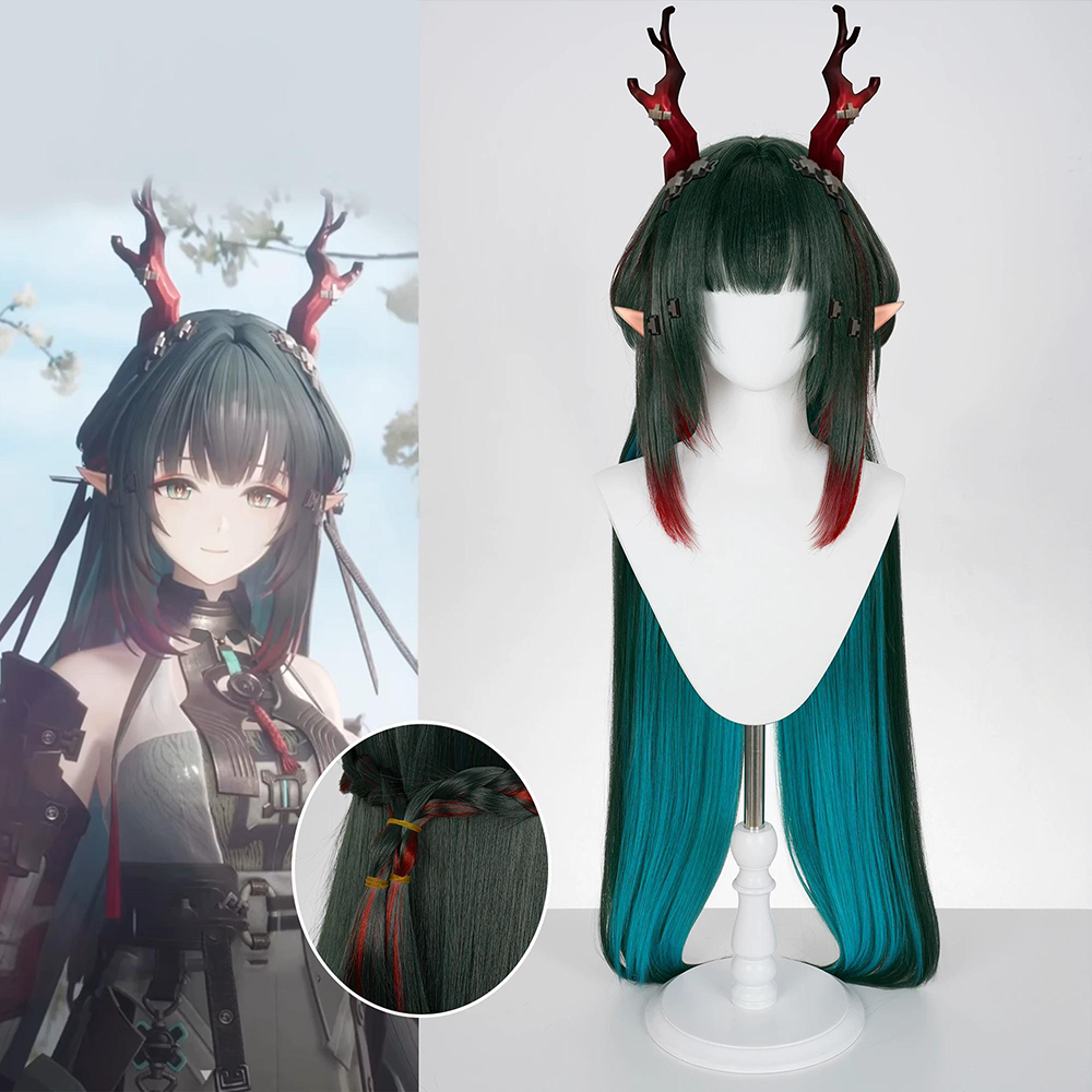 Arknights Endfield Wuling Zhuang Fangyi Zhuang Tianshi Black Green Cosplay Wig