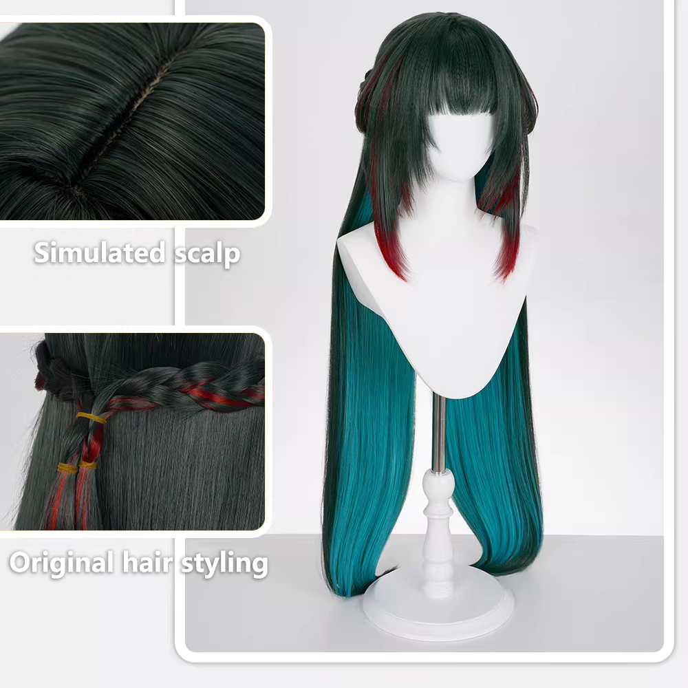 Arknights Endfield Wuling Zhuang Fangyi Zhuang Tianshi Black Green Cosplay Wig
