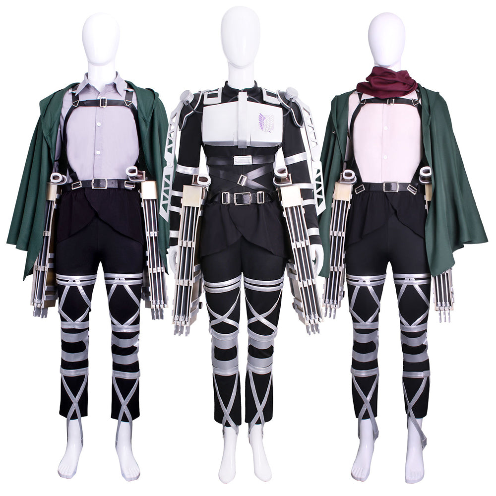 Attack on Titan Final Season Mikasa Ackerman Levi Ackerman Survey Corps Uniform Cosplay Costume