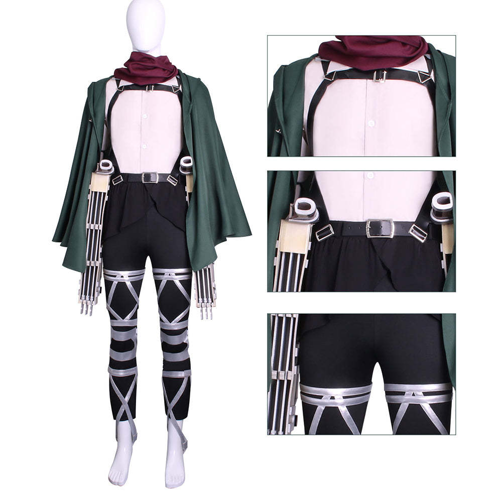 Attack on Titan Final Season Mikasa Ackerman Levi Ackerman Survey Corps Uniform Cosplay Costume