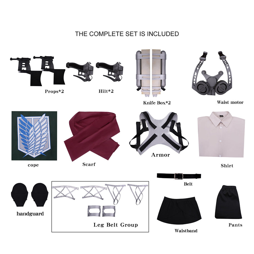 Attack on Titan Final Season Mikasa Ackerman Levi Ackerman Survey Corps Uniform Cosplay Costume
