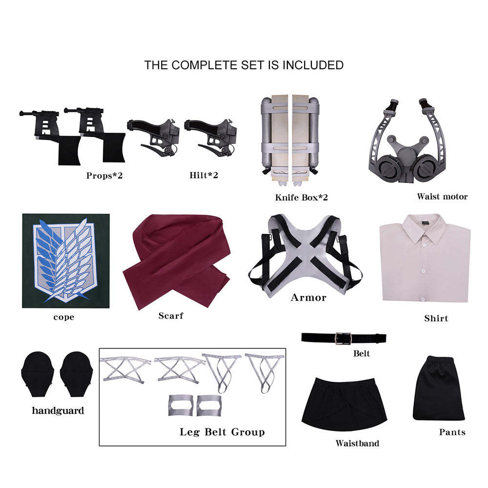 Attack on Titan Final Season Mikasa Ackerman Levi Ackerman Survey Corps Uniform Cosplay Costume