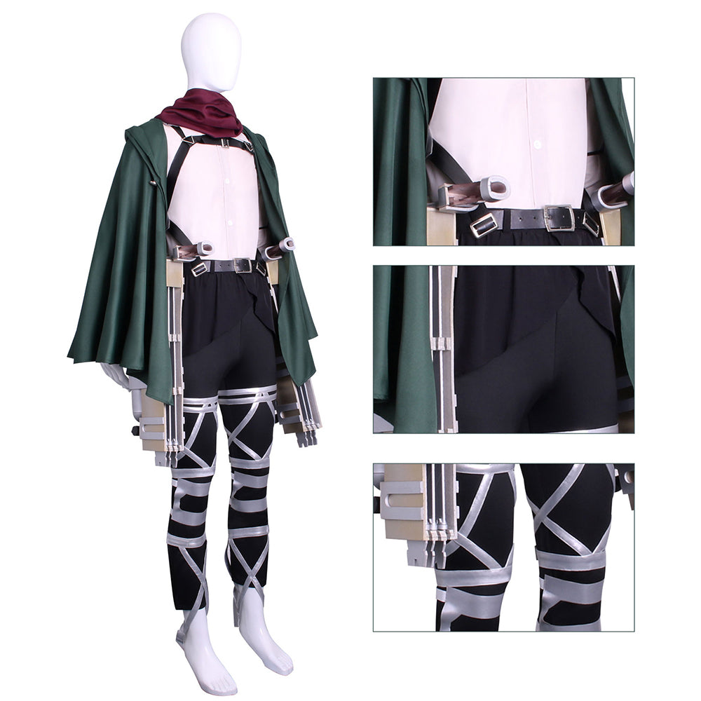 Attack on Titan Final Season Mikasa Ackerman Levi Ackerman Survey Corps Uniform Cosplay Costume
