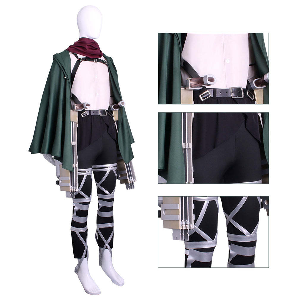 Attack on Titan Final Season Mikasa Ackerman Levi Ackerman Survey Corps Uniform Cosplay Costume