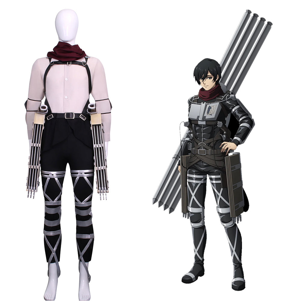 Attack on Titan Final Season Mikasa Ackerman Levi Ackerman Survey Corps Uniform Cosplay Costume