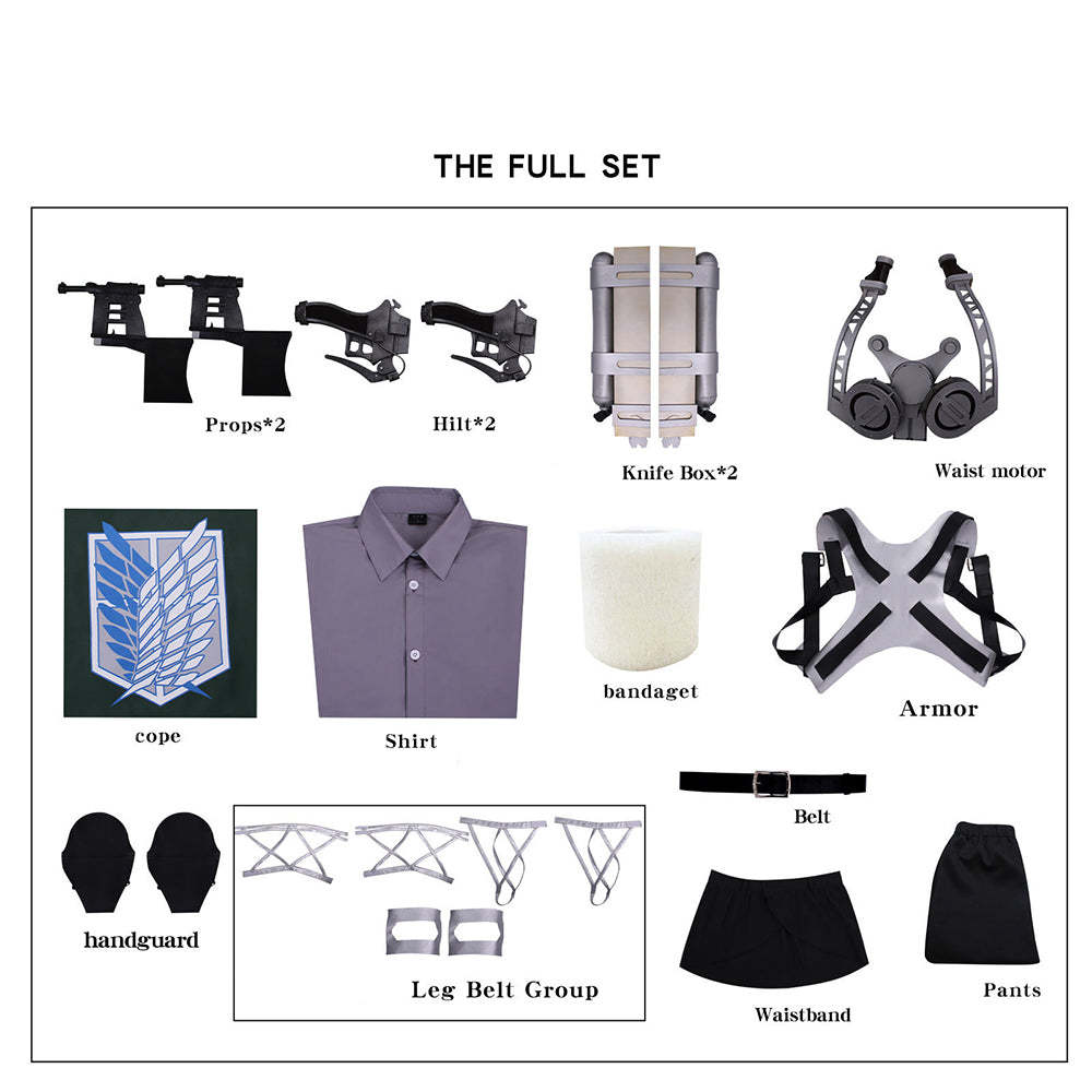Attack on Titan Final Season Mikasa Ackerman Levi Ackerman Survey Corps Uniform Cosplay Costume