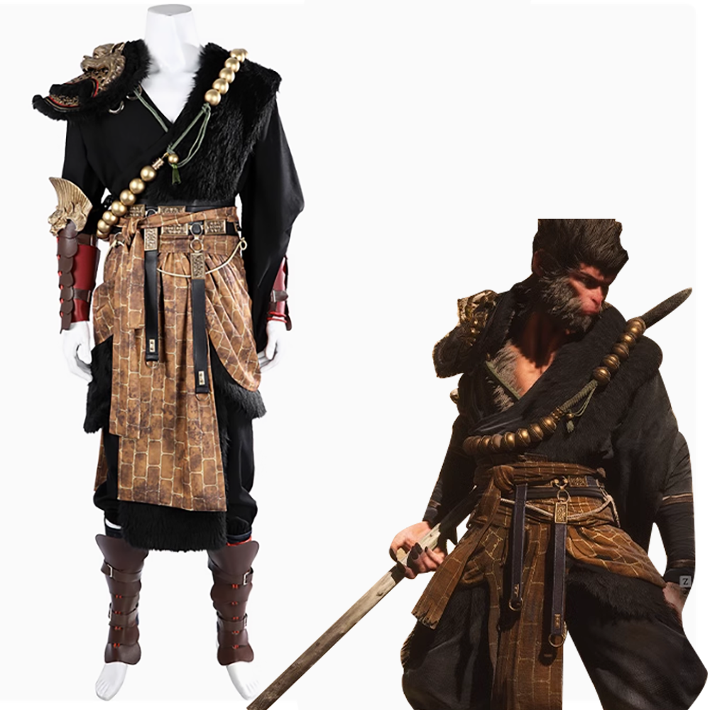 Black Myth: Wukong Ebongold Silk Robe Outfit Cosplay Costume