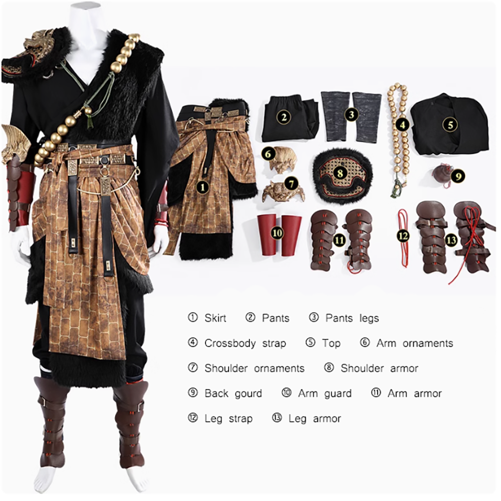 Black Myth: Wukong Ebongold Silk Robe Outfit Cosplay Costume