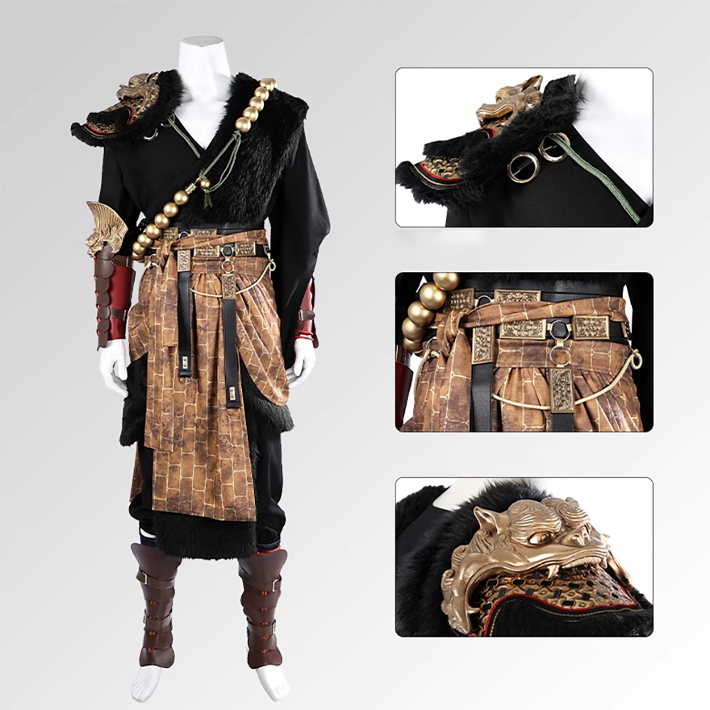 Black Myth: Wukong Ebongold Silk Robe Outfit Cosplay Costume