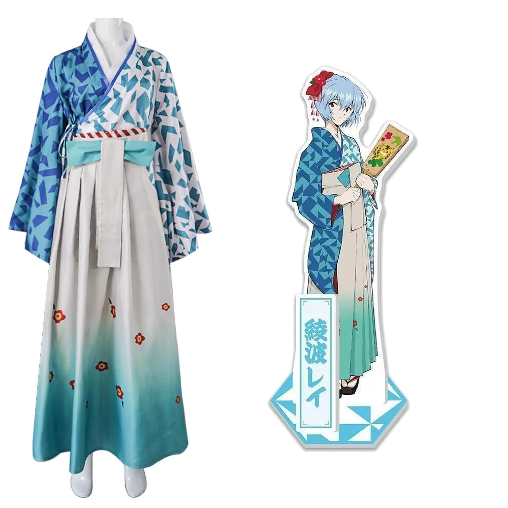 EVA Rei Ayanami Kimono Japanese Clothing Wafuku Cosplay Costume-Cosplay Instrumentality Project