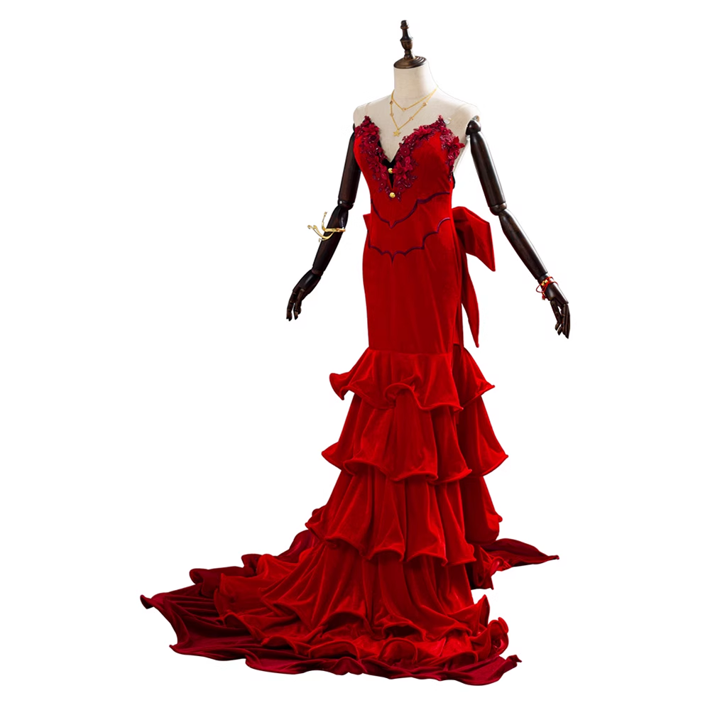 Final Fantasy FFVII Ever Aerith Gainsborough Red Dress Cosplay Costume