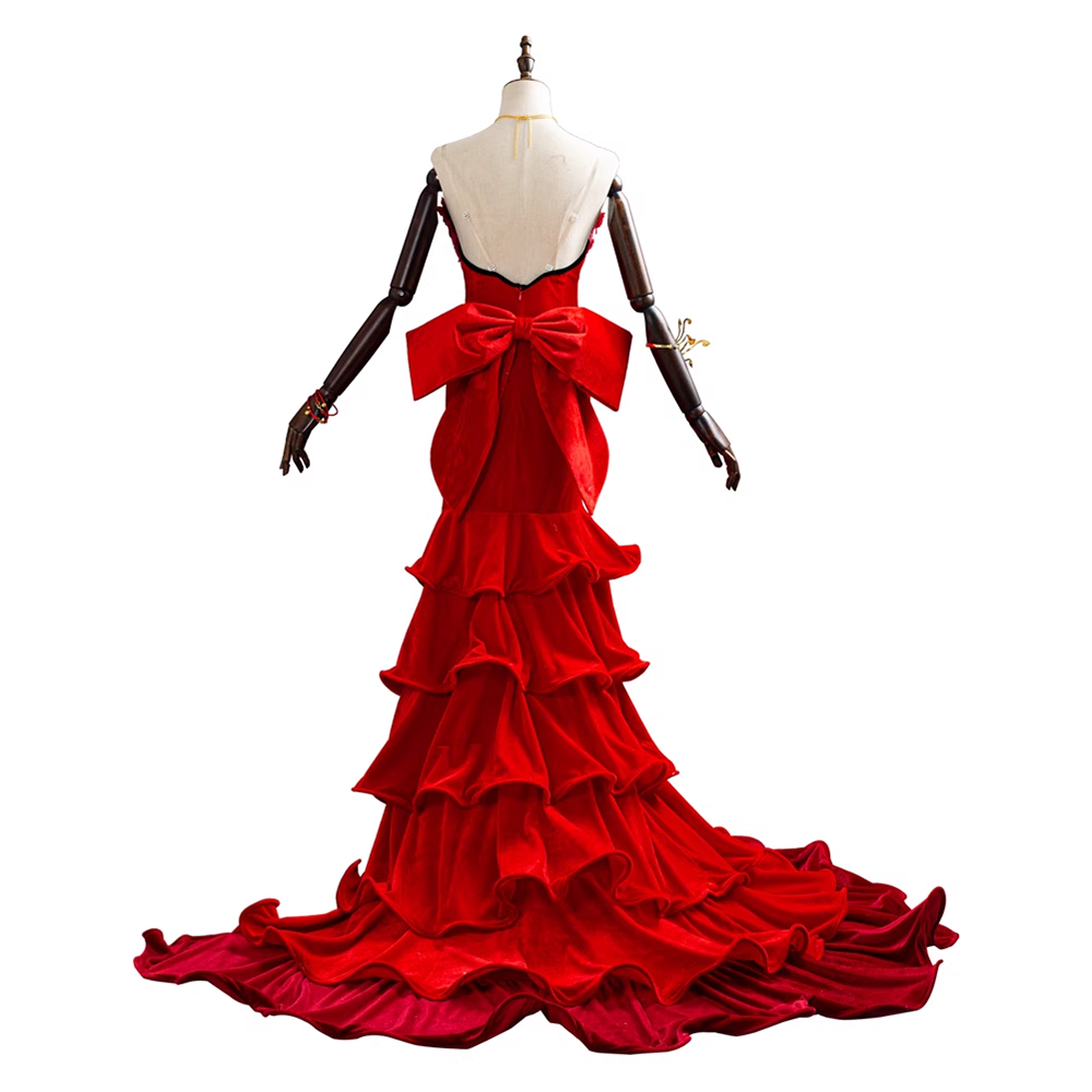 Final Fantasy FFVII Ever Aerith Gainsborough Red Dress Cosplay Costume