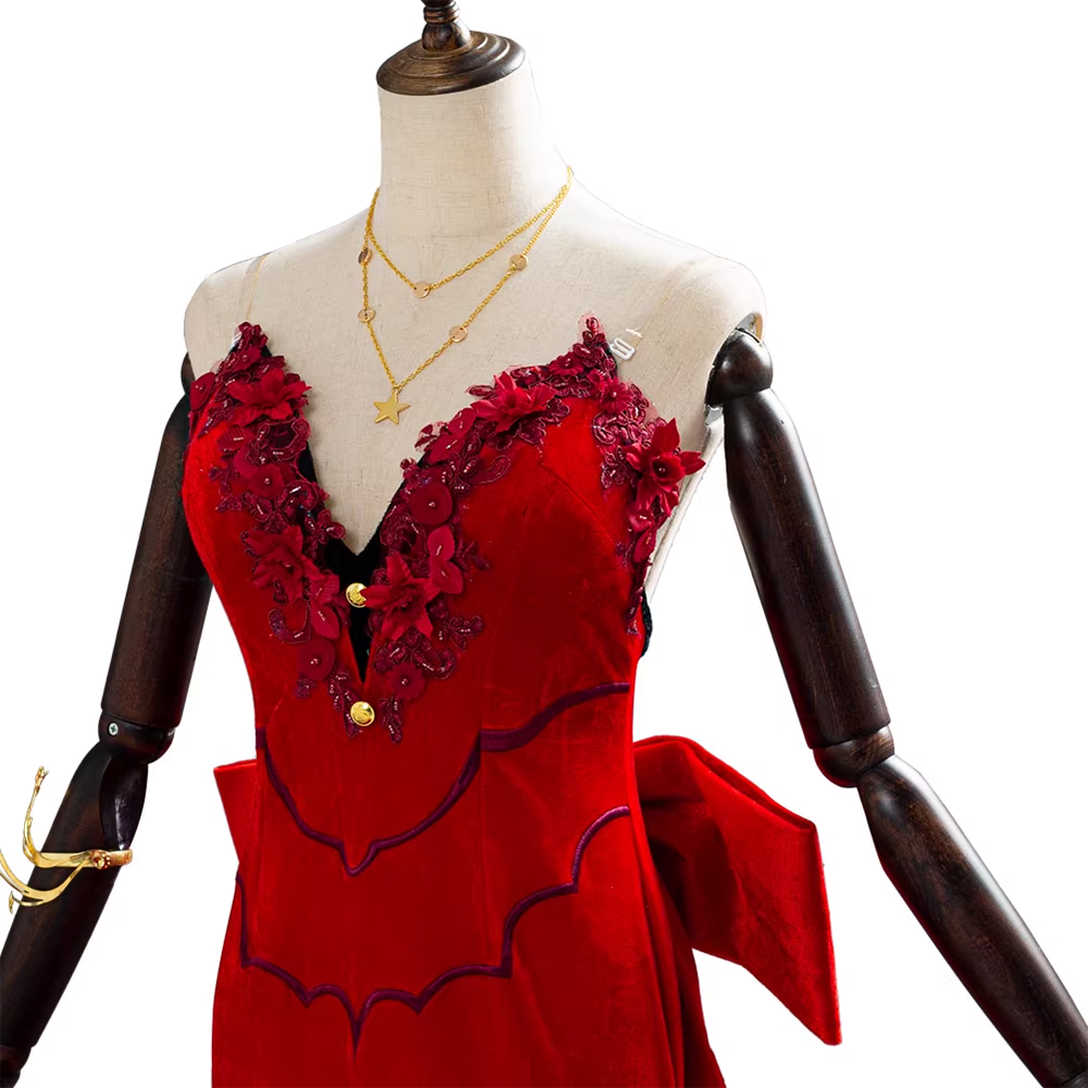 Final Fantasy FFVII Ever Aerith Gainsborough Red Dress Cosplay Costume