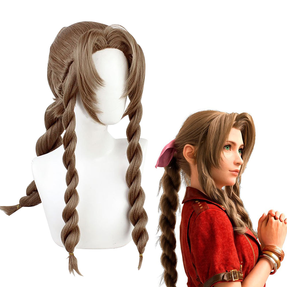Final Fantasy FFVII Ever Aerith Gainsborough Brown Cosplay Wig